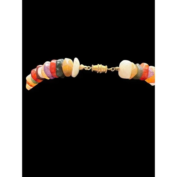 Colorful Gem Stone Beaded Necklace With Clasp Closure - Beach & Nature-Inspired - Picture 5 of 5
